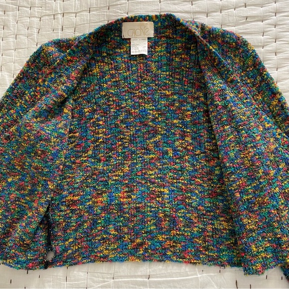 CACHE Multi-Colored Boucle Wrap-Around Sweater Cardigan Size XS - Picture 9 of 15
